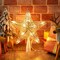 Gold Christmas Tree Topper, 9“ Hollow-Out Star Tree Topper with 10 Warm White Lights, Pre-lit 5 Point